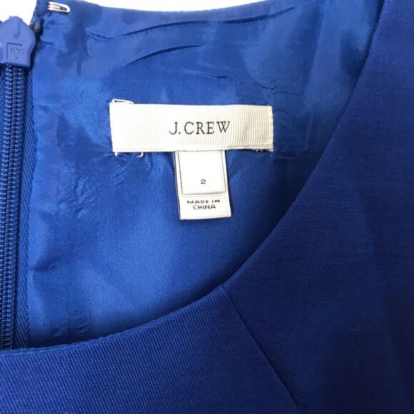 J.Crew Dress Size 2 Allie In Festival Blue Wool Silk Blend Sleeveless Sheath - Picture 9 of 12